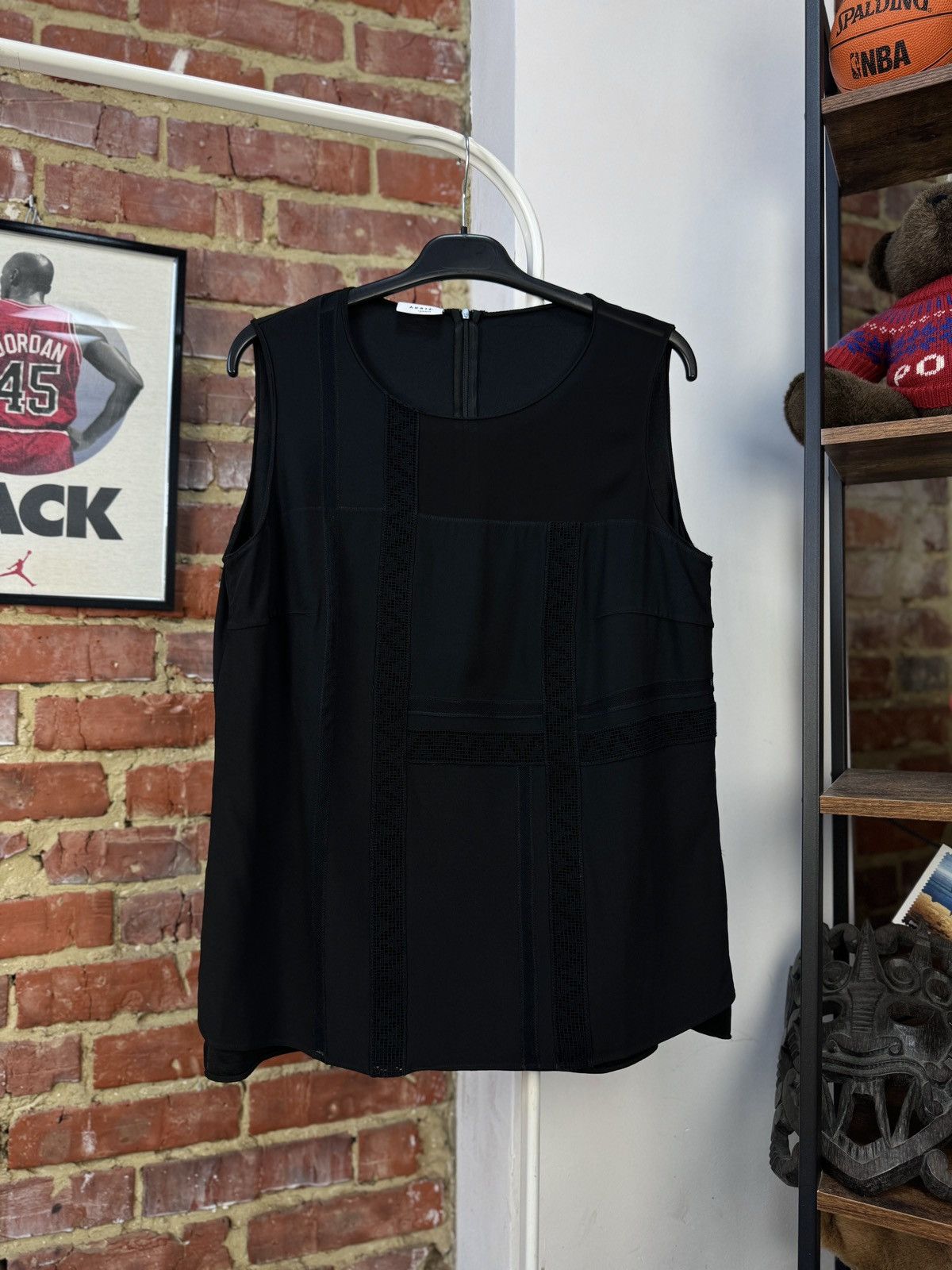 Akris × Designer AKRIS Punto Black Mesh Lace York Sleeveless Blouse Top Tank Size M / US 6-8 / IT 42-44 - 8 Thumbnail