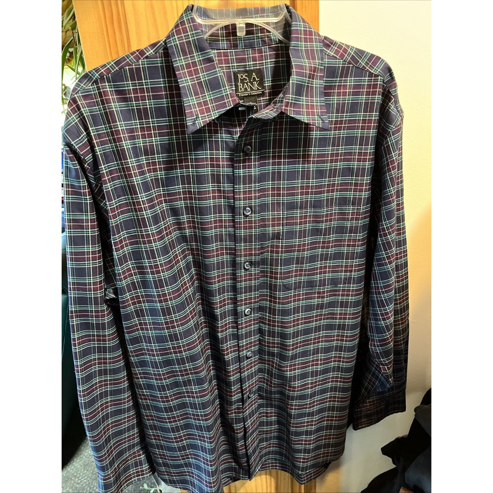 Jos. A. Bank Jos A Bank Shirt Men’s L Purple Blue Plaid Traveler Slim Fit Size US L / EU 52-54 / 3 - 9 Thumbnail
