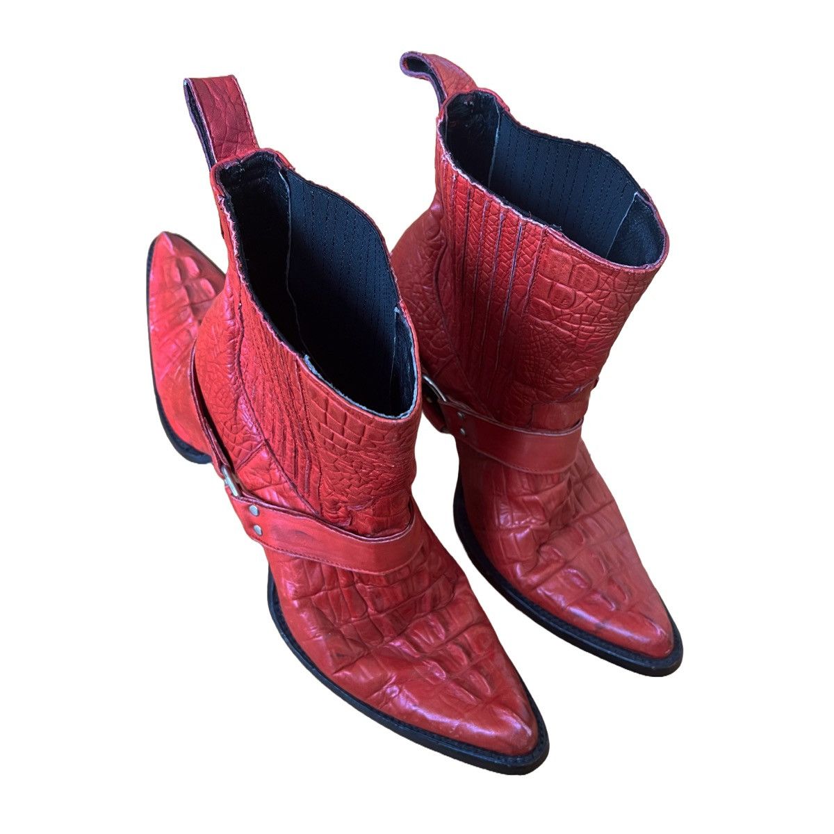 Hood By Air HBA SS 2017 Double Faced Red Croc effect Cowboy Boots Size US 9 / EU 42 - 7 Thumbnail