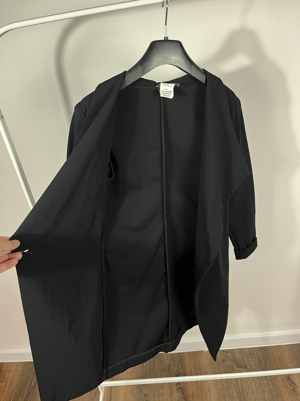 Sarah Pacini Sarah Pacini Black Nylon Long Jacket Cardigan Coat Italy Size XS / US 0-2 / IT 36-38 - 6 Thumbnail