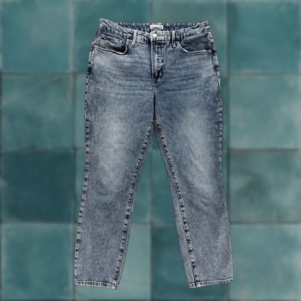 Good American Good American Jeans Womens 8 High Rise Slim Straight Blue Denim 29 in 5-Pocket Stretch Cotton Blend Spandex Size 30" / US 8 / IT 44 - 1 Thumbnail