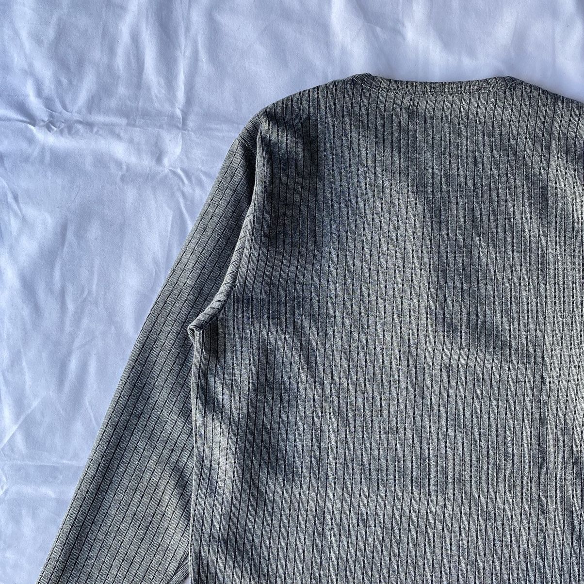 Issey Miyake × Japanese Brand Japanese Essential 90s Grunge Ribbed Button Up Henley Tees Size US L / EU 52-54 / 3 - 11 Thumbnail