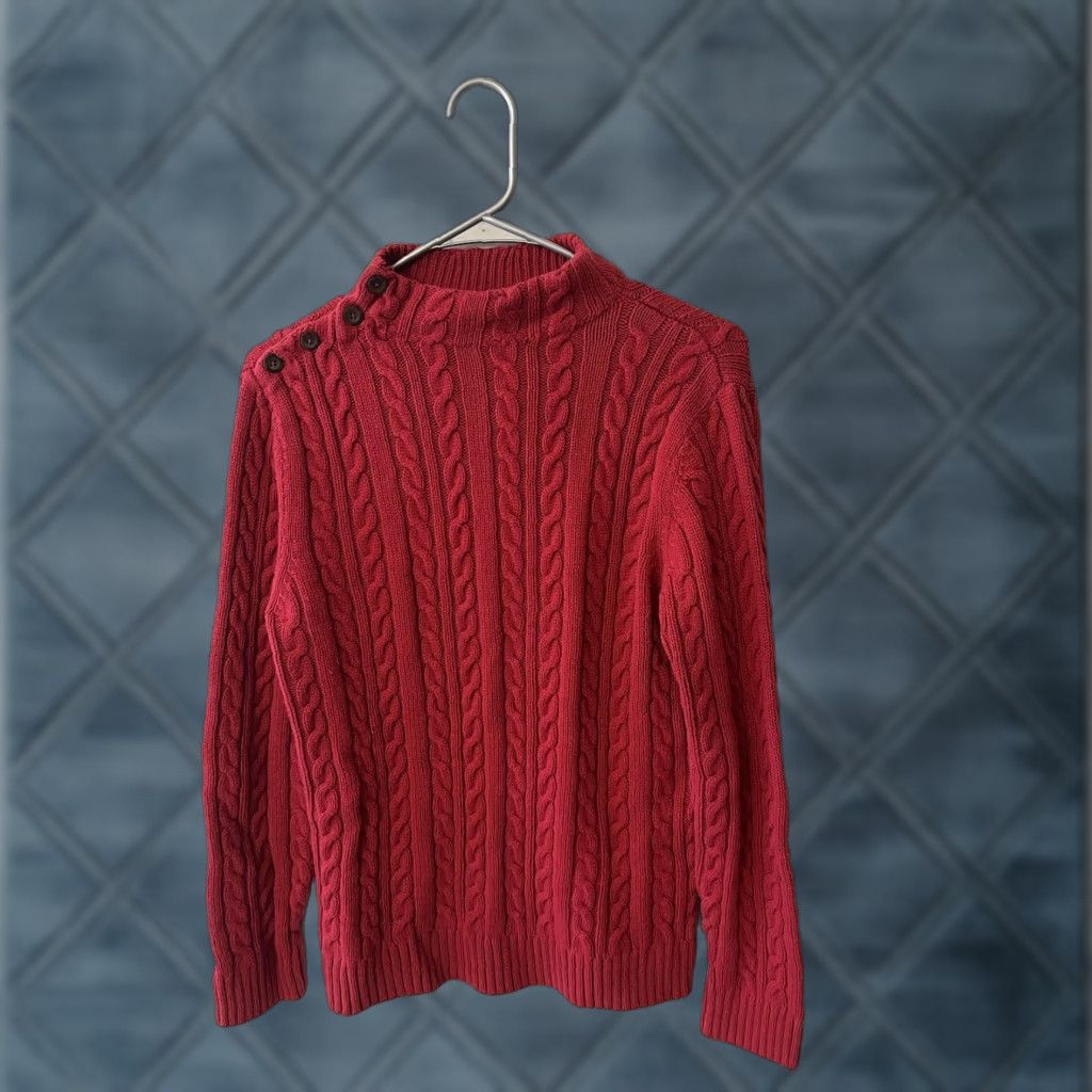 Croft & Barrow VINTAGE Croft & Barrow Women's Large Red Mock Cable Knit Sweater Size L / US 10 / IT 46 - 1 Thumbnail