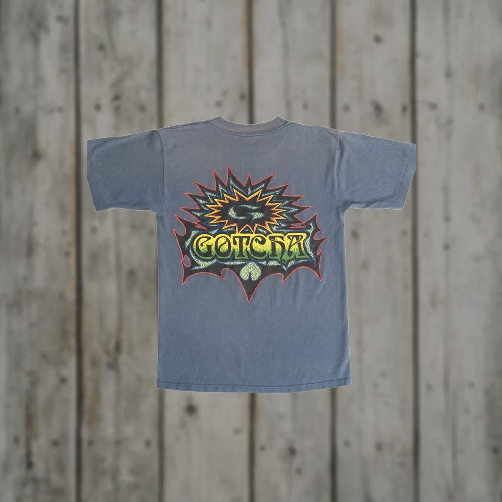 Gotcha VINTAGE Gotcha Surf Logo T-Shirt Unisex Adults Medium Blue 1990s Distressed Sun Faded Short Sleeve Shirt Mens Womens Size US M / EU 48-50 / 2 - 1 Thumbnail