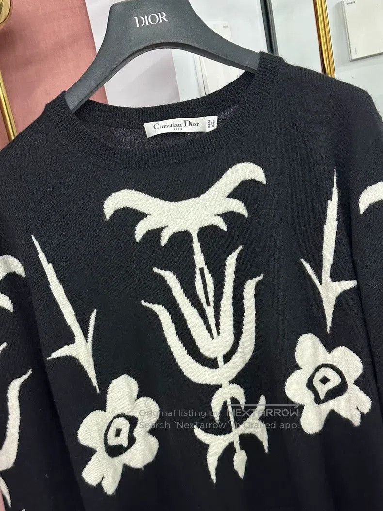 Dior Dior Black and white printed cashmere sweater Size M / US 6-8 / IT 42-44 - 2 Thumbnail
