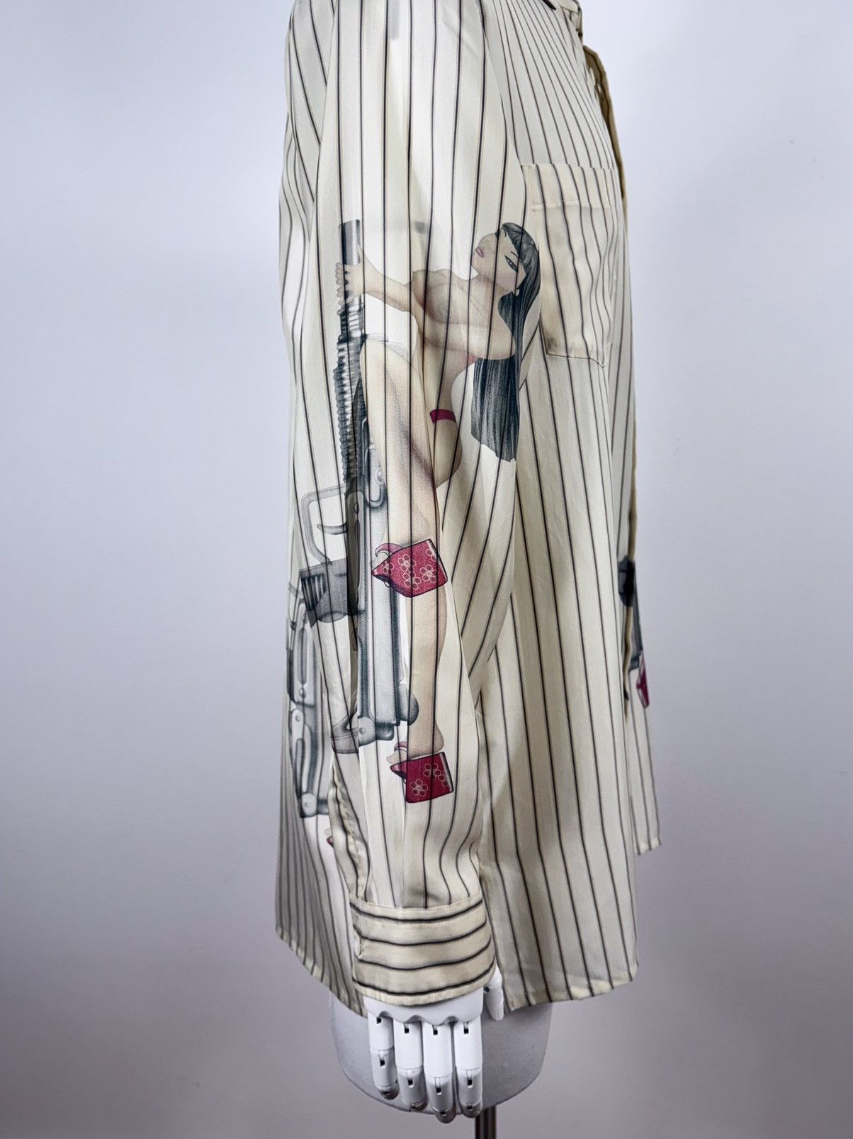 Yohji Yamamoto A/W 2008 Uzi Stripper Pin-Up Shirt Size US L / EU 52-54 / 3 - 9 Thumbnail