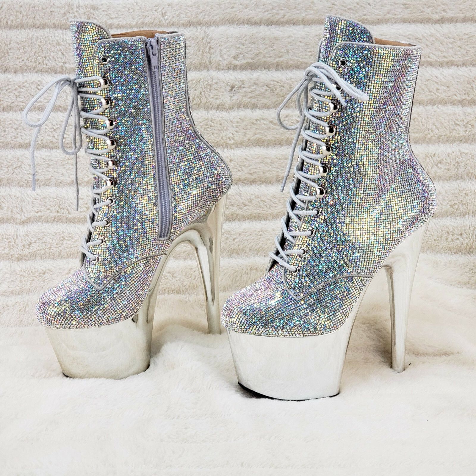 Other Adore 1020CHRS Silver Bejeweled Rhinestone 7" High Heel Plat Size US 12 / IT 42 - 2 Thumbnail