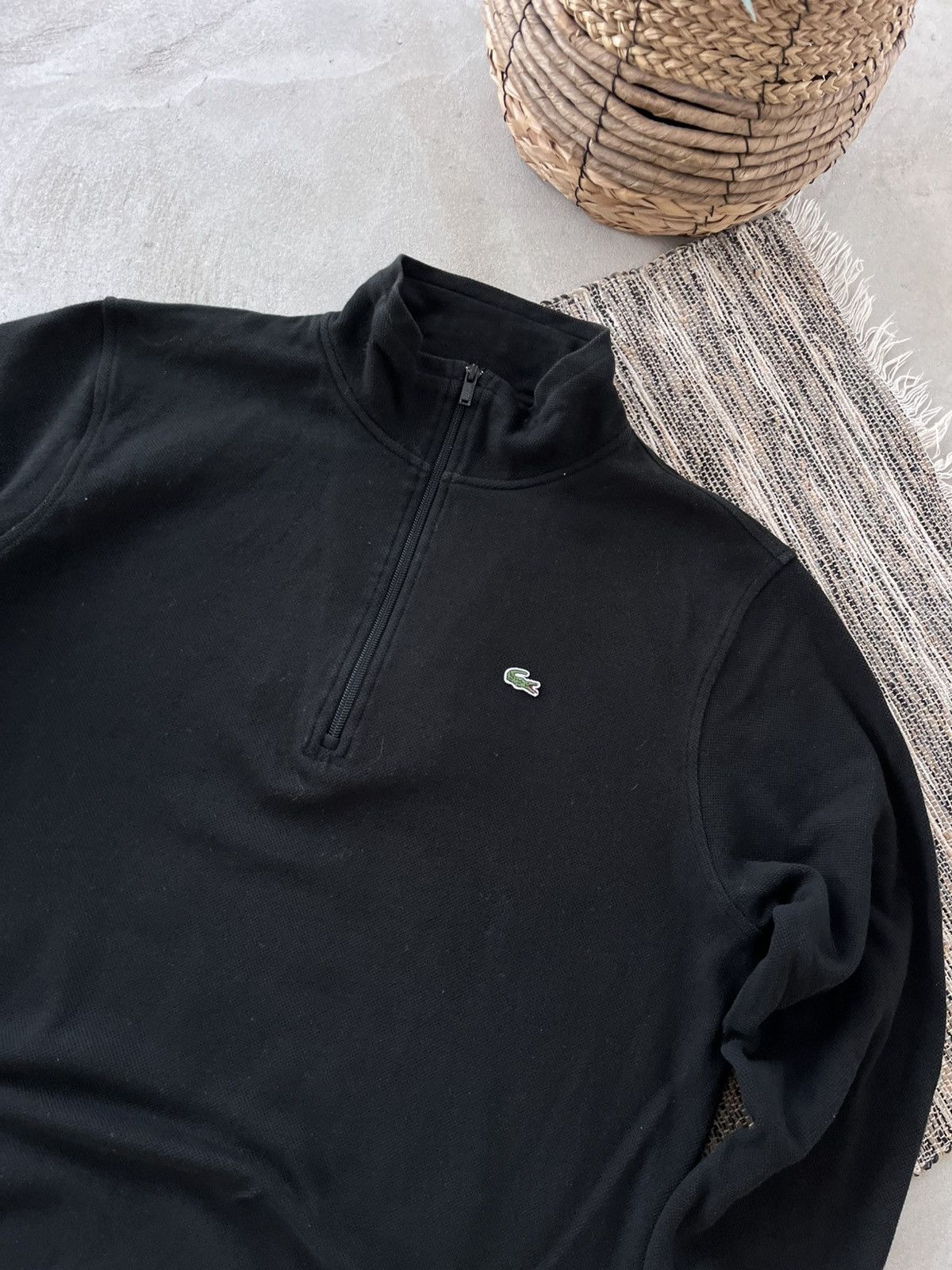 Lacoste Vintage Lacoste Black Zip Sweatshirt Avantgarde Minimalistic Size US XL / EU 56 / 4 - 7 Thumbnail