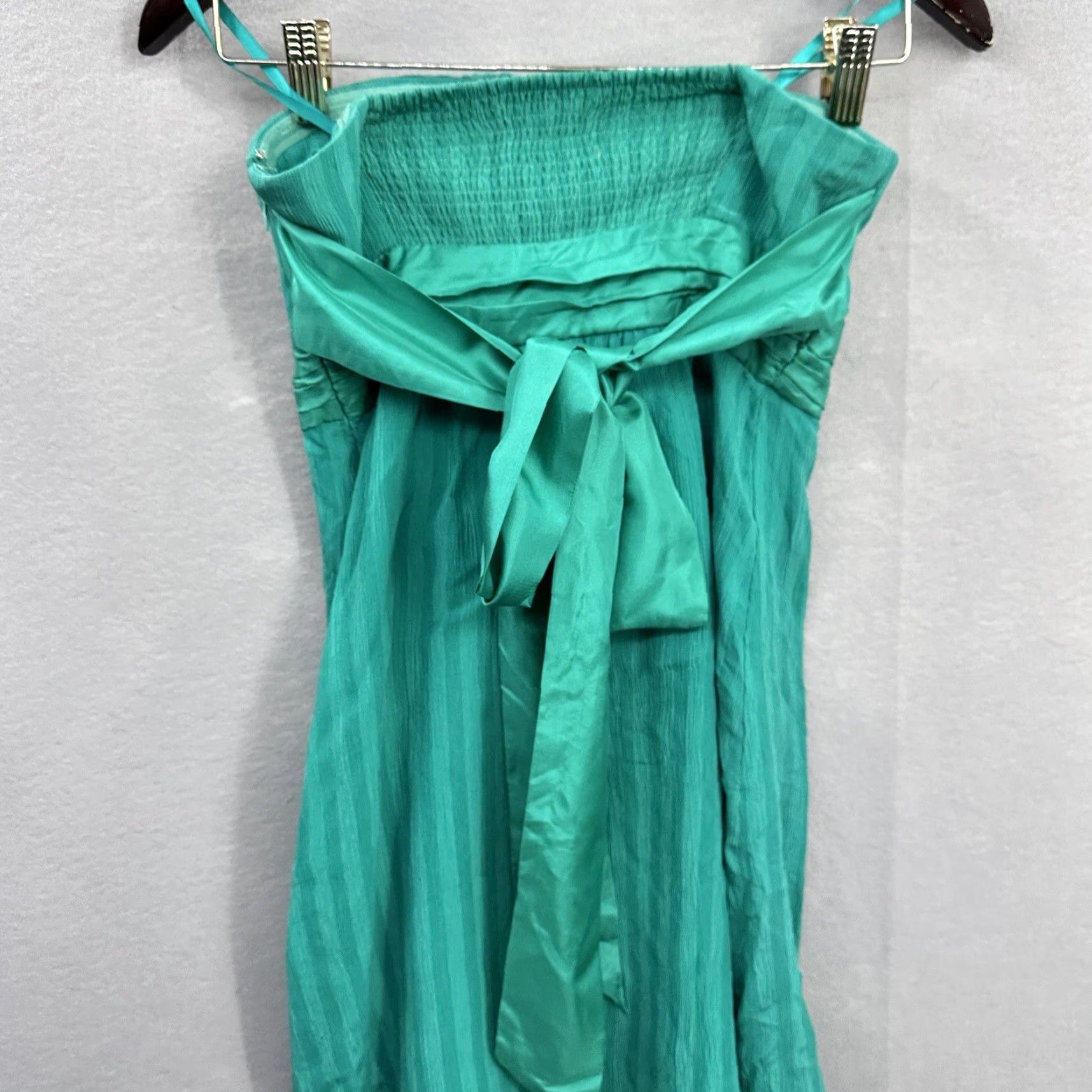 Anthropologie VINTAGE Anthropologie Moulinette Soeurs Dress Womens 2 Green Silk Strapless Mini 2 Green Bohemian Floral Ladies Dress 90s Designer Womens Size XS / US 0-2 / IT 36-38 - 7 Thumbnail