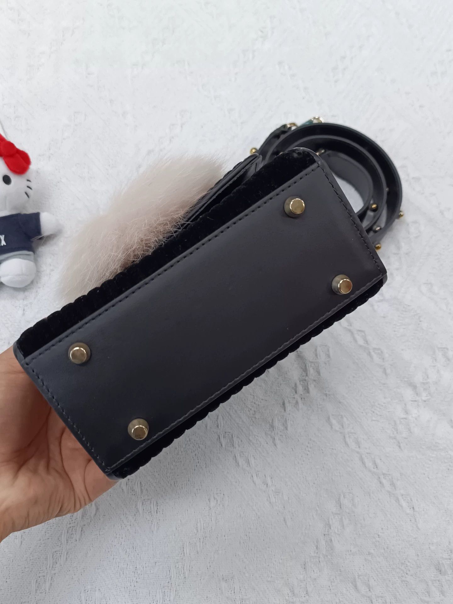 Other Les Petits Joueurs Black Fur Pom-Pom Bag 16.5x8x15 Size ONE SIZE - 4 Thumbnail