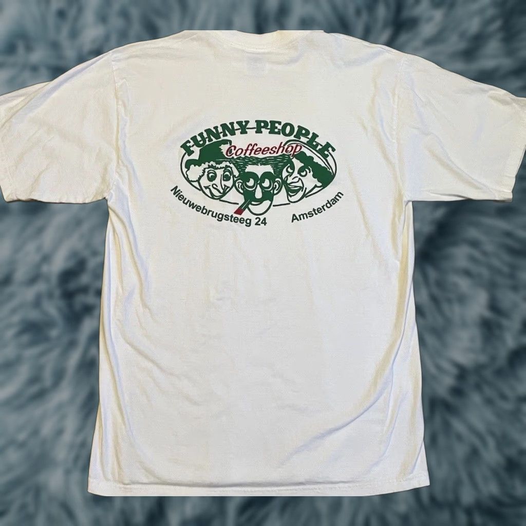 Vintage VINTAGE 90s Funny People Coffeeshop Amsterdam Cannabis Shop Shirt L White Men Short Sleeve T-Shirt Marijuana Size US L / EU 52-54 / 3 - 1 Thumbnail