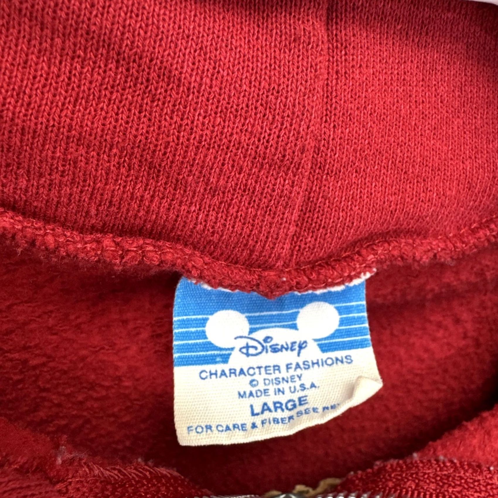 Disney VINTAGE Disney Mickey Mouse Zip Up Hoodie Red Large 80s Distressed Full Zip Hooded Graphic Print Men L Red Disney Character Fashions Retro Carton Size US L / EU 52-54 / 3 - 2 Thumbnail