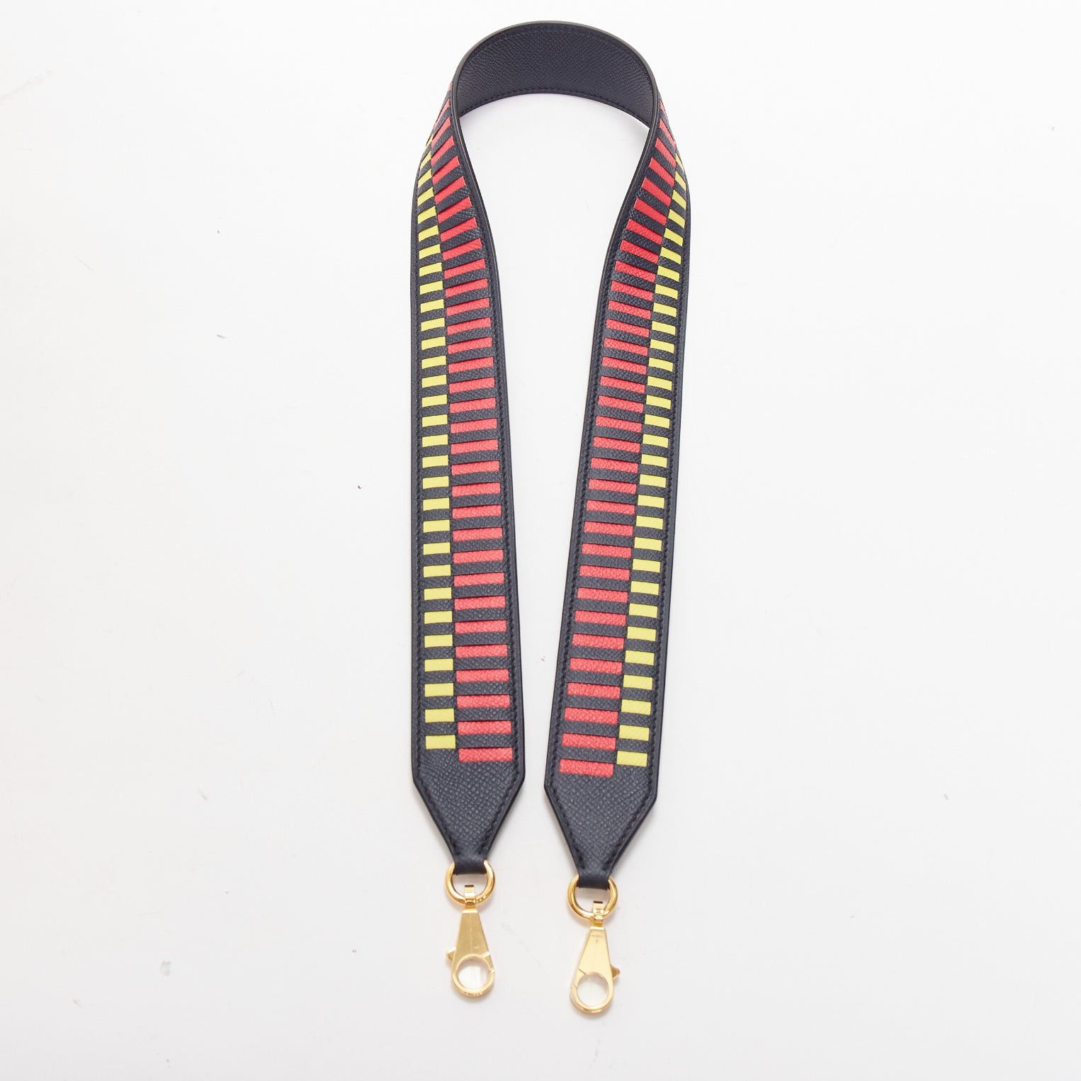 Hermes HERMES Sangle 40 red yellow black woven leather gold hardware bag strap Size ONE SIZE - 1 Thumbnail