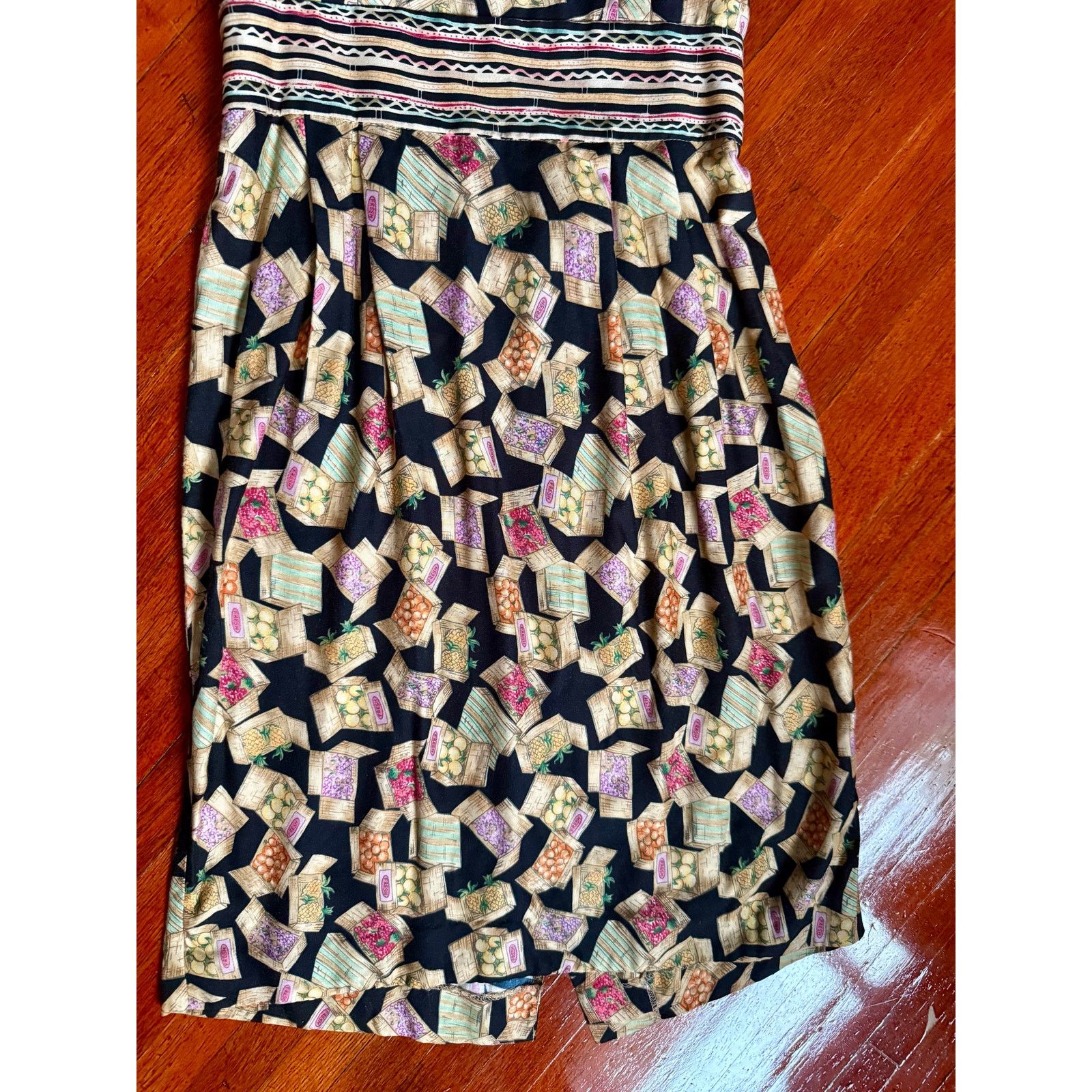 Vintage Vintage 90s Farmers Market Fruit Cut Out Mini Dress Small XS Size XS / US 0-2 / IT 36-38 - 3 Thumbnail