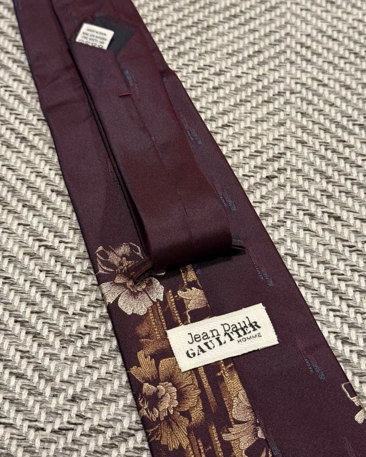 Jean Paul Gaultier Jean Paul Gaultier JPG Homme Burgundy Dark Pattern Tie K24 Size ONE SIZE - 7 Thumbnail