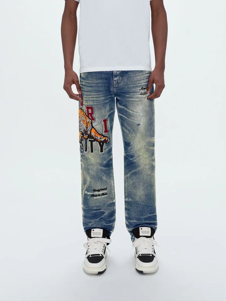 Amiri o1w1db11224 Varsity Tiger Five-Pocket Jeans Vintage Indigo Size US 32 / EU 48 - 2 Thumbnail
