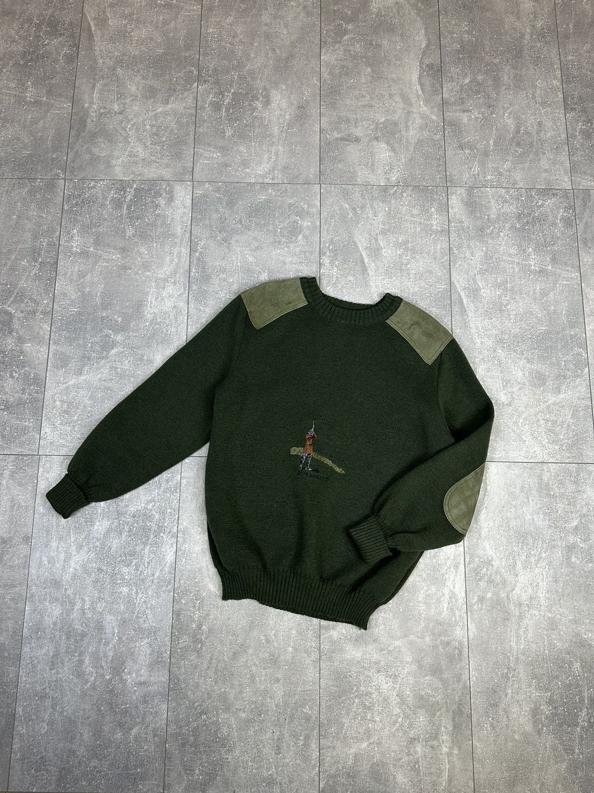 Burberry logo-embroidered wool hoodie - Green
