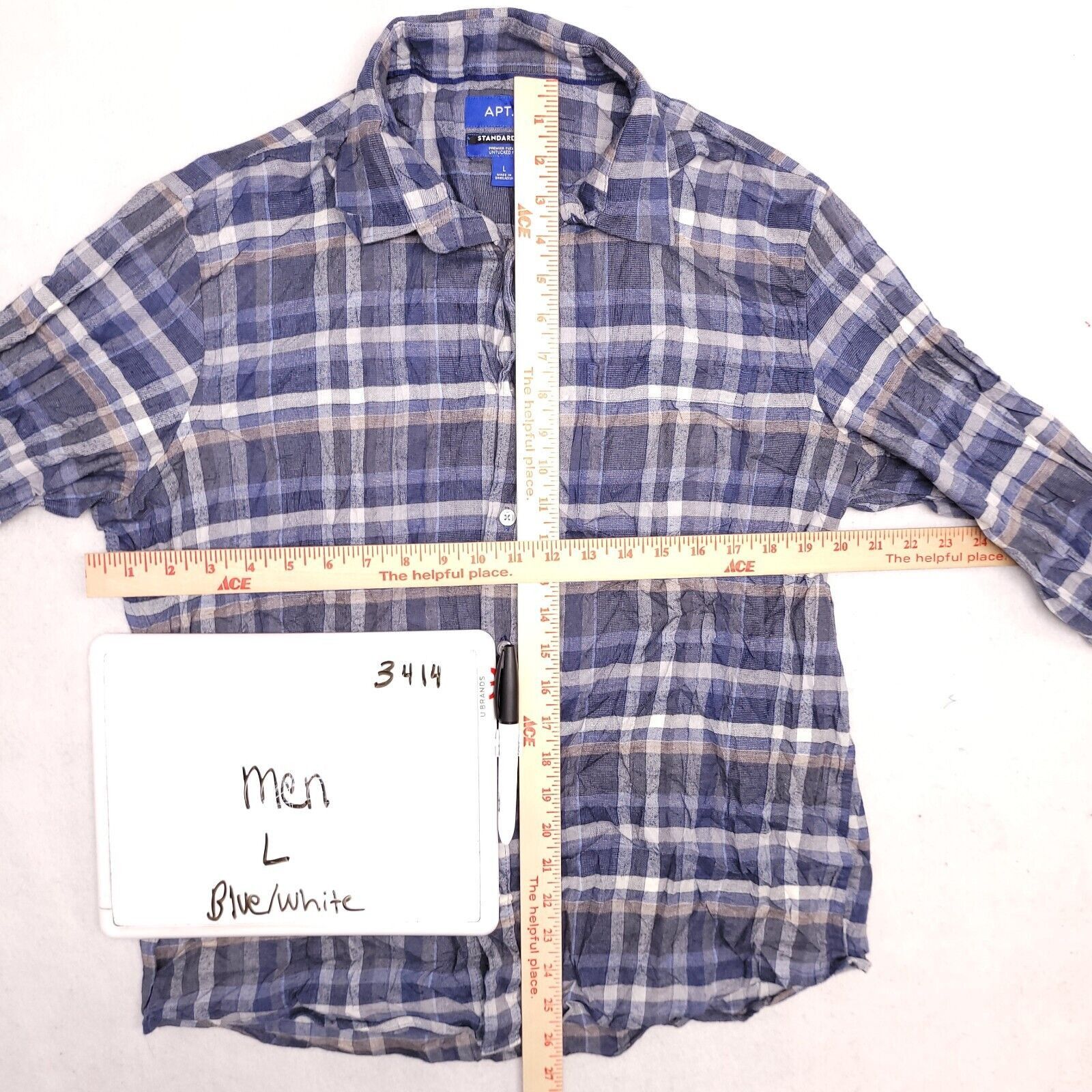 Apt. 9 APT 9 Tartan Flannel Shirt Mens Size Large L Blue White Size US L / EU 52-54 / 3 - 6 Thumbnail