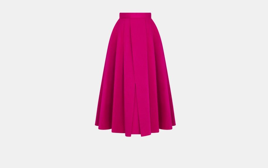 Dior o1w1db10824 Mid-Length Pleated Skirt in Fuchsia Size 25" / US 0 / IT 36 - 1 Thumbnail