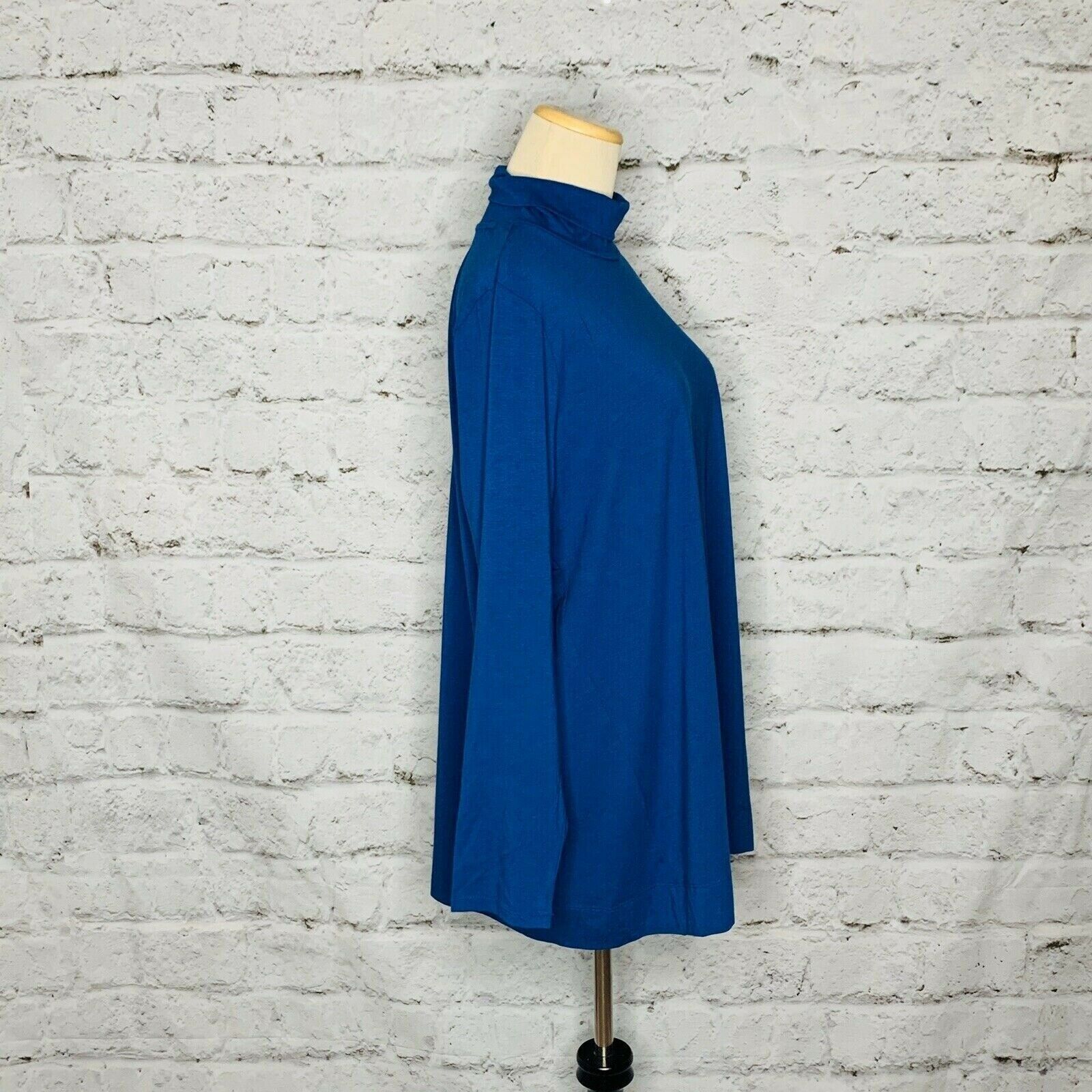 J. Jill J. JILL Teal Blue Long Sleeves High Neck Tunic Top Sz LP Size L / US 10 / IT 46 - 7 Thumbnail