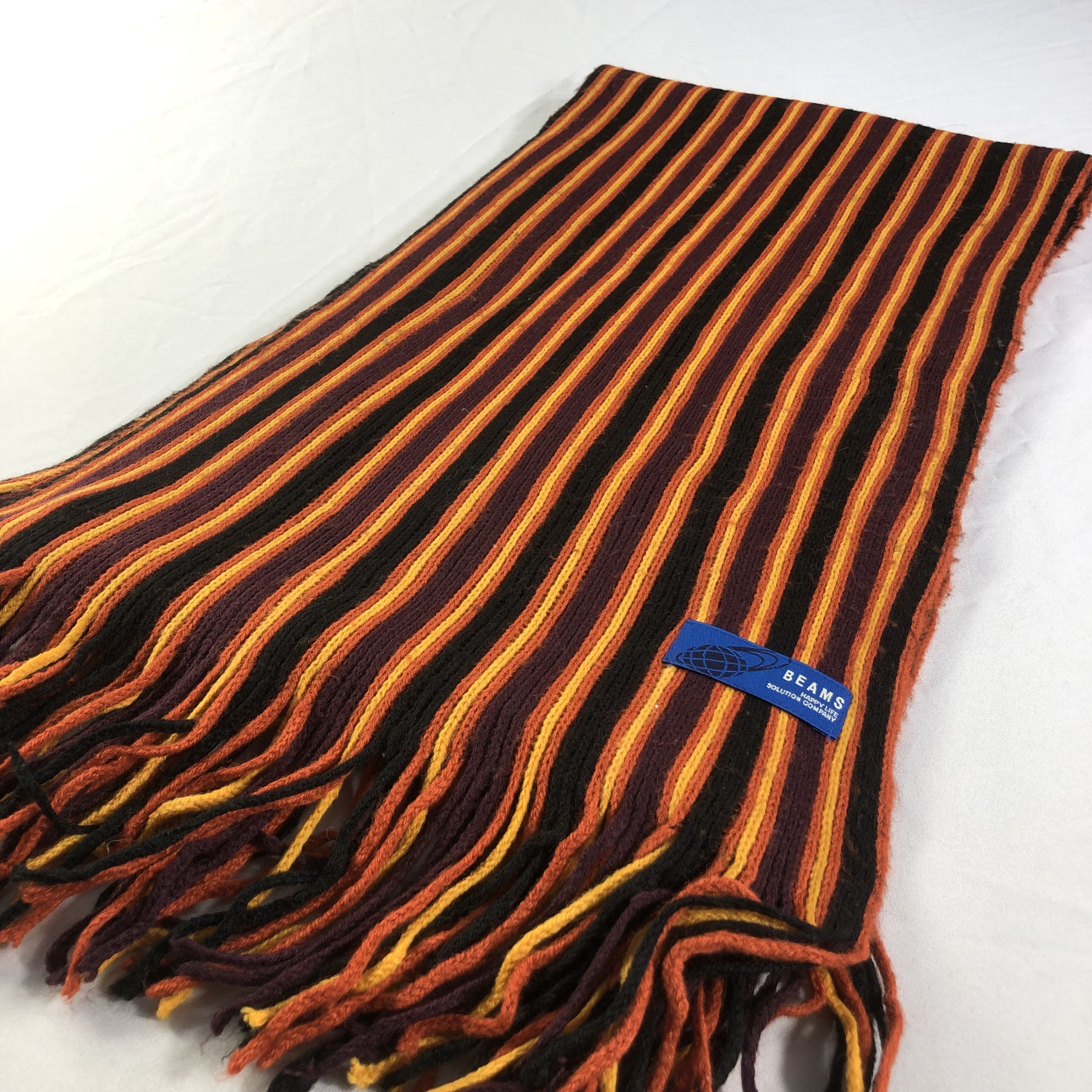 Beams Plus Beams Striped Knit Wool Scarf Muffler V1482 Size ONE SIZE - 3 Thumbnail