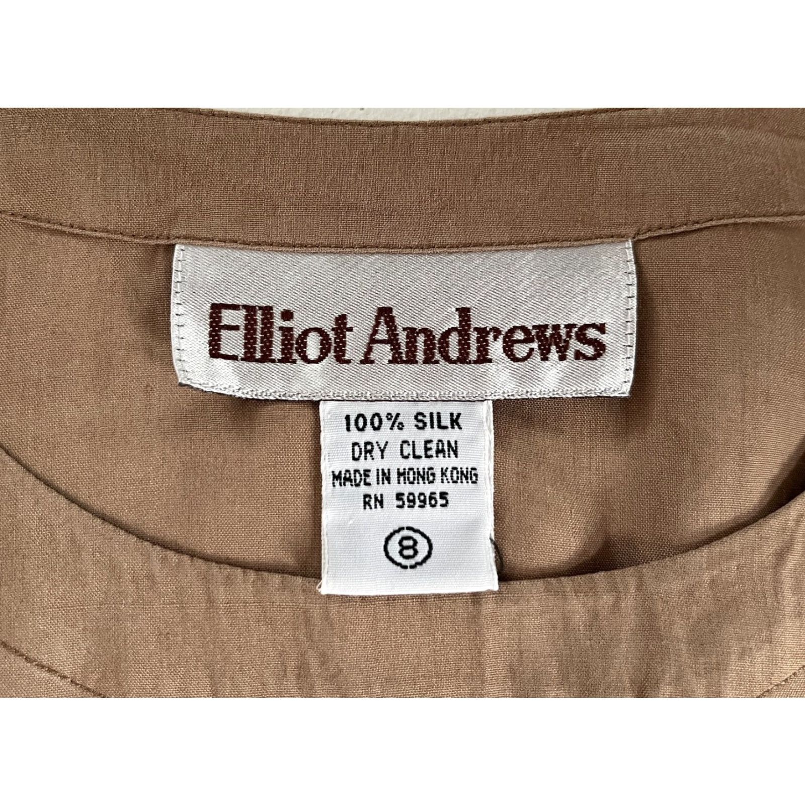 Vintage VINTAGE Elliot Andrews Women’s Blouse Shirt Long Sleeve Silk 90s Sz 8 Brown Pattern Solid Size M / US 6-8 / IT 42-44 - 7 Thumbnail
