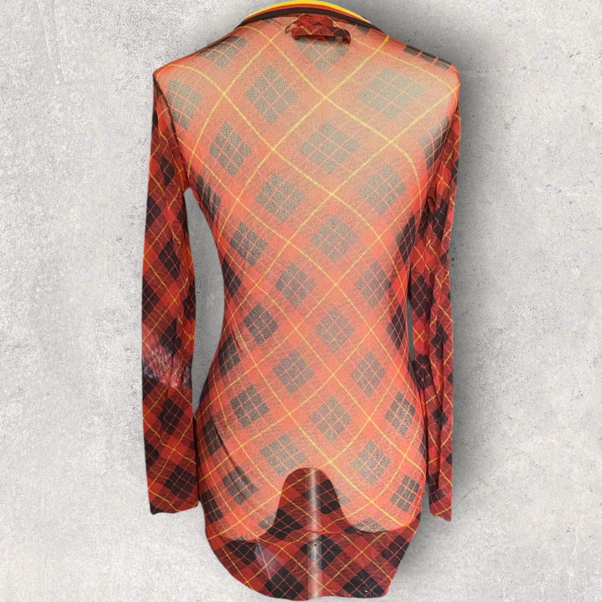 Jean Paul Gaultier Vintage JPG Sheer Mesh Red Plaid Buttons Up Shirt Size M / US 6-8 / IT 42-44 - 5 Thumbnail