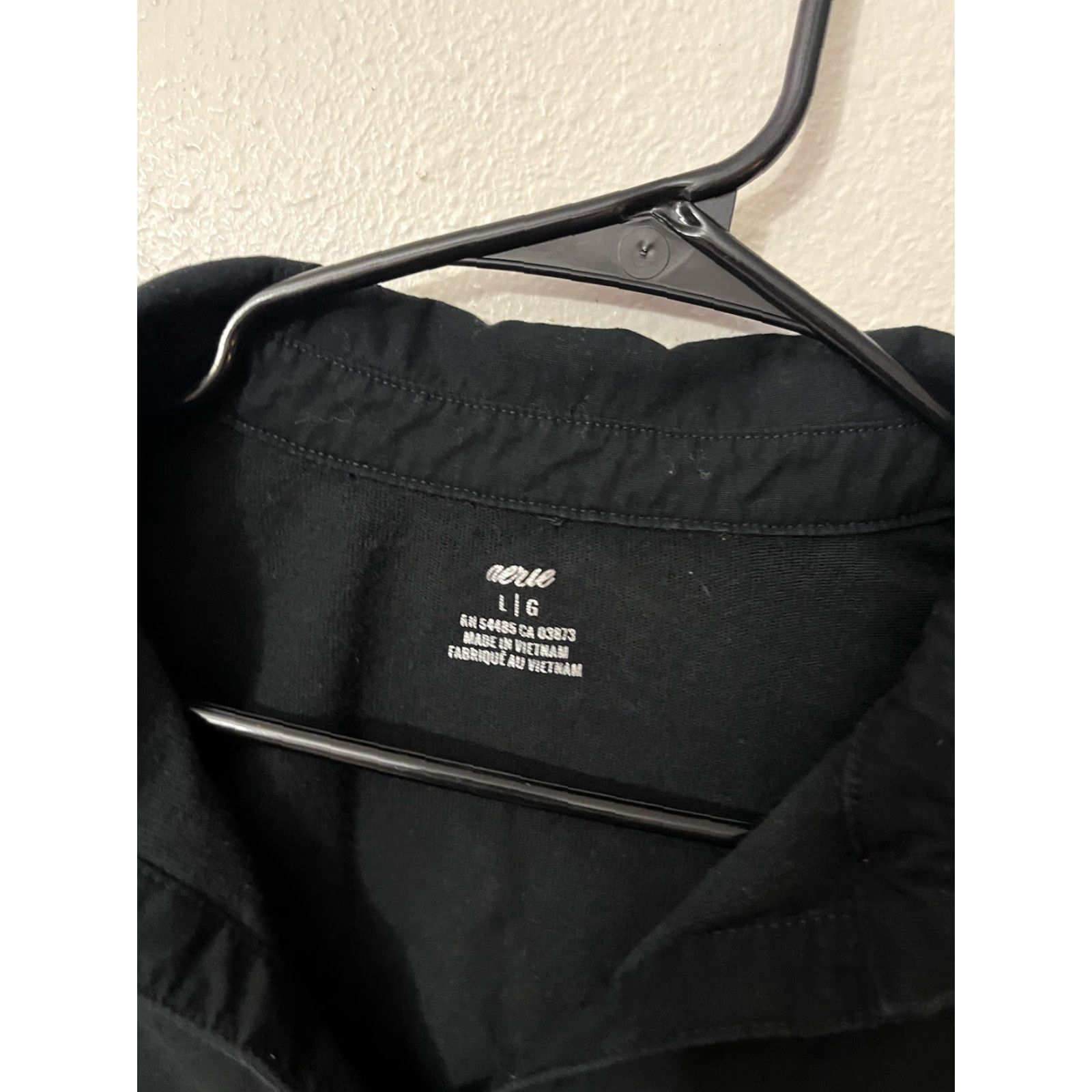 Vintage Aerie Women Polo Crop Top Long Sleeve Solid Cotton Black Size L Size L / US 10 / IT 46 - 2 Thumbnail