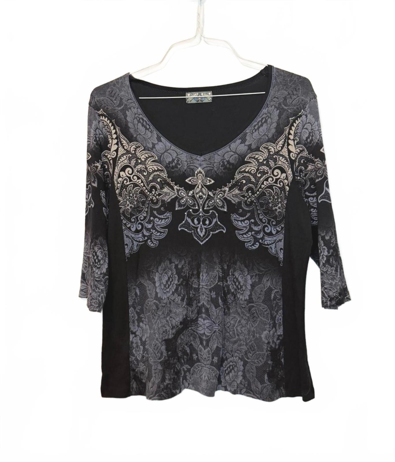 Designer Womens Y2K Soft Grunge Graphic Rhinestone Shirt Size XL / US 12-14 / IT 48-50 - 1 Thumbnail