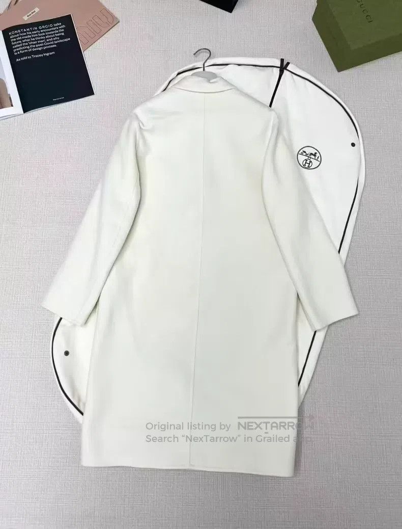 Hermes Hermes White cashmere coat Size XXS / US 00 / IT 34 - 2 Thumbnail