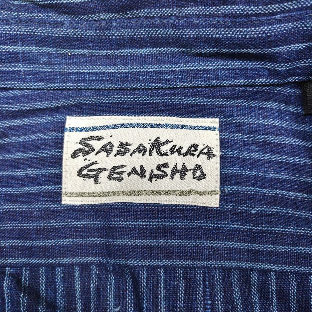 Japanese Brand SASAKURA GENSHO INDIGO STRIPE DENIM LONG SLEEVE BUTTON SHIRT Size US M / EU 48-50 / 2 - 5 Thumbnail