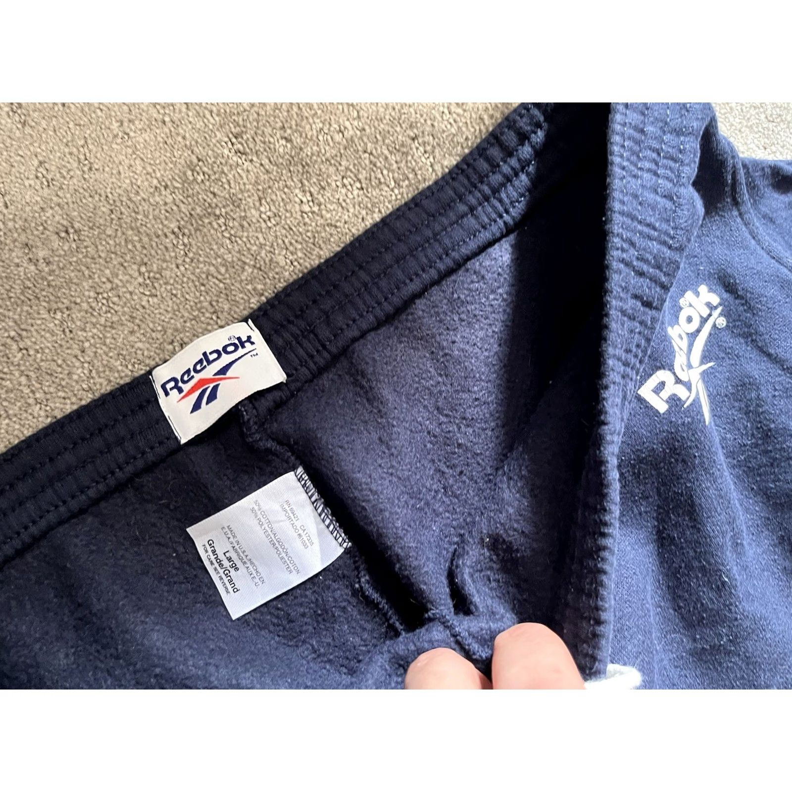Reebok VINTAGE Reebok Sweatpants Mens Large Navy Baggy Fleece Spellout Joggers 90s Size US 33 - 5 Thumbnail