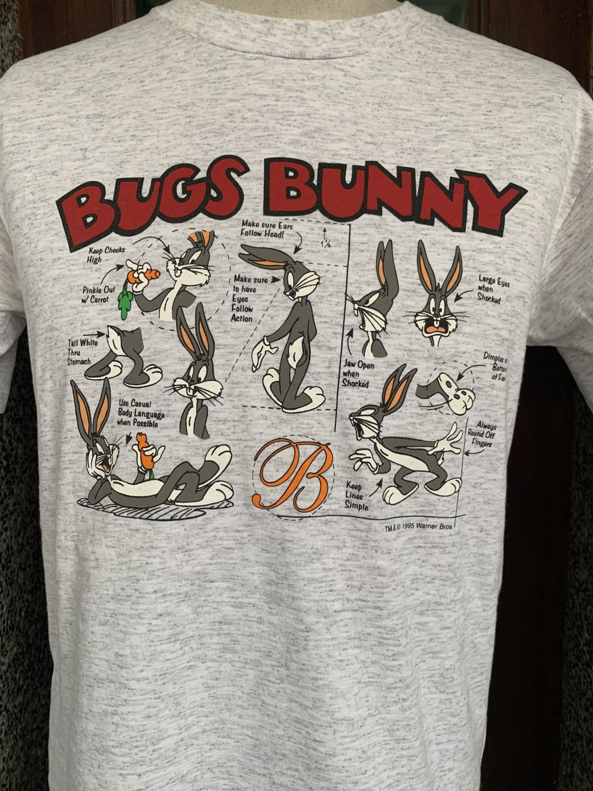 Warner Bros Vintage 90s Looney Tunes Bugs Bunny Cartoon T shirt Size US M / EU 48-50 / 2 - 2 Thumbnail