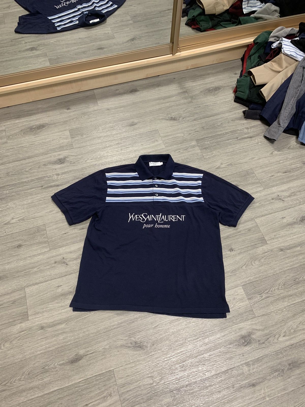 Japanese Brand × Vintage × Yves Saint Laurent Yves Saint Laurent vintage big logo polo YSL Size US XL / EU 56 / 4 - 1 Thumbnail