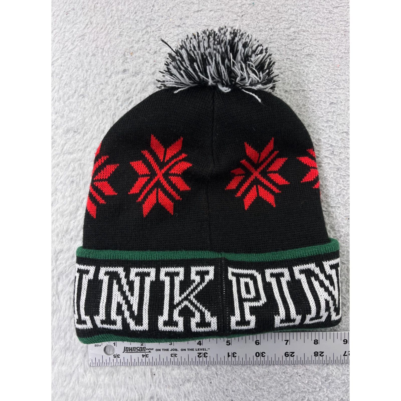 Victoria's Secret Victoria's Secret Beanie Toque Adult One Size Black Red Pom Fair Isle Acrylic Logo Women Size ONE SIZE - 4 Thumbnail