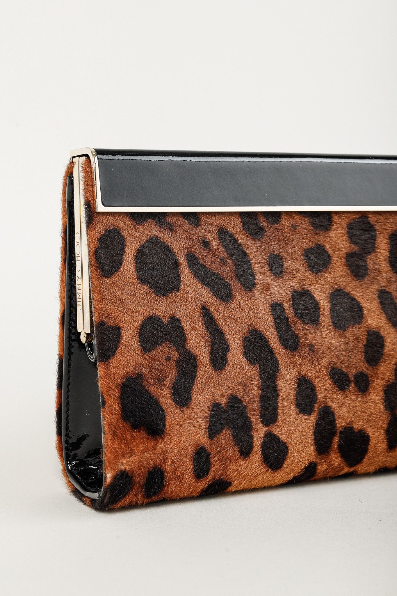 Jimmy Choo Jimmy Choo Cayla Leopard Pony Hair Enamel-Top Clutch Size ONE SIZE - 5 Thumbnail
