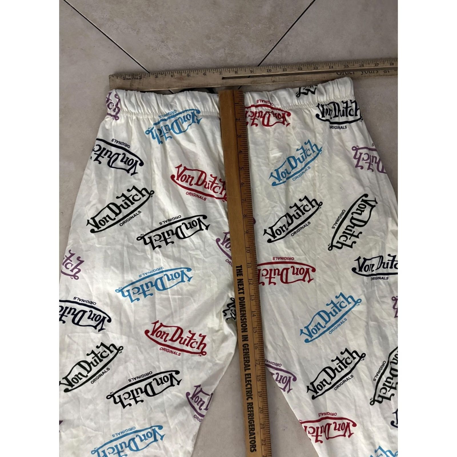 Von Dutch Von Dutch Pants Mens M White Logo Print Lounge Pajama Cotton Sleepwear Size US 31 - 6 Thumbnail