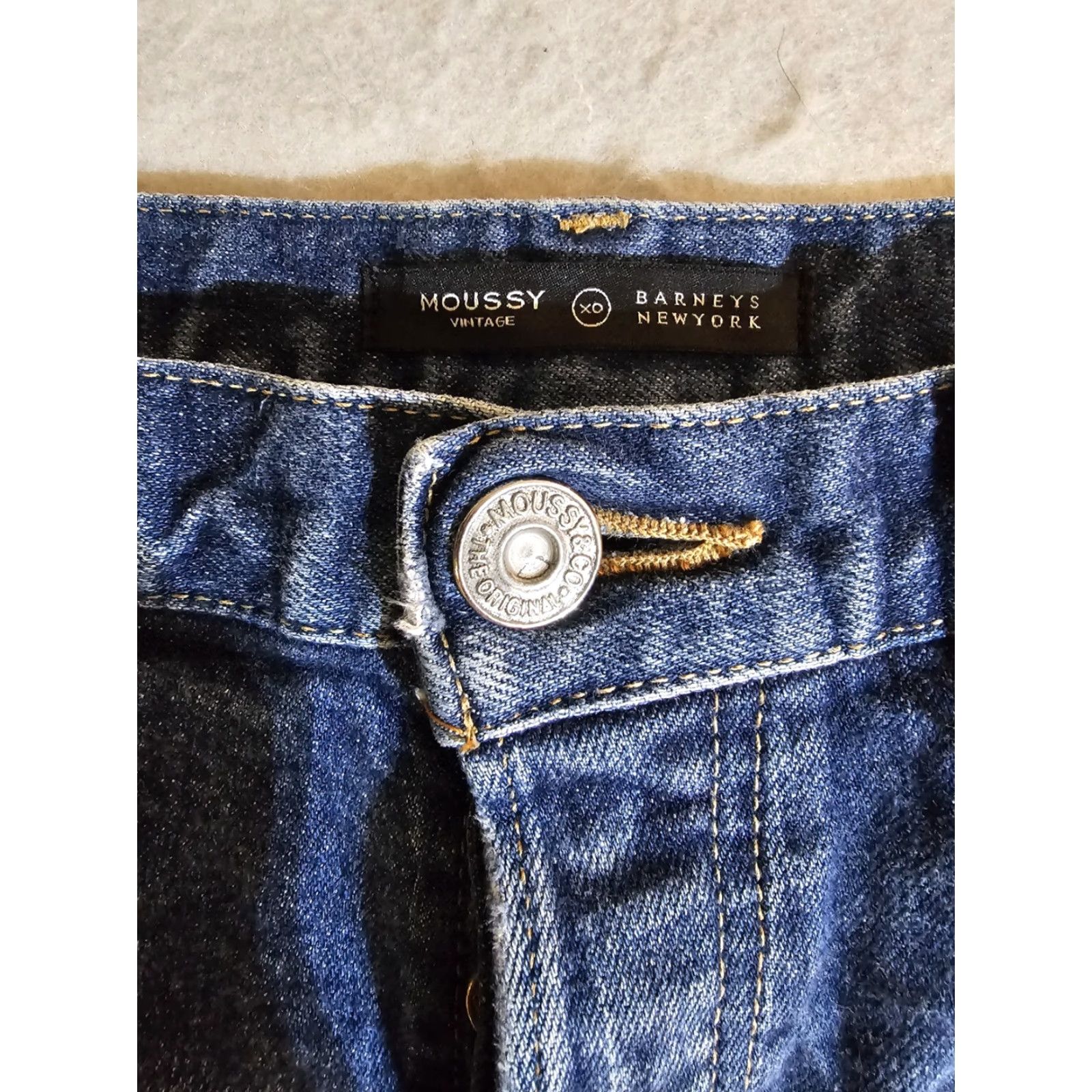 MOUSSY MOUSSY Jeans Distressed Straight Leg Button Fly Womens Sz 27 Japan Denim Blue 28 Inseam Regular Rise Low Vintage No Superman? Size 27" / US 4 / IT 40 - 3 Thumbnail