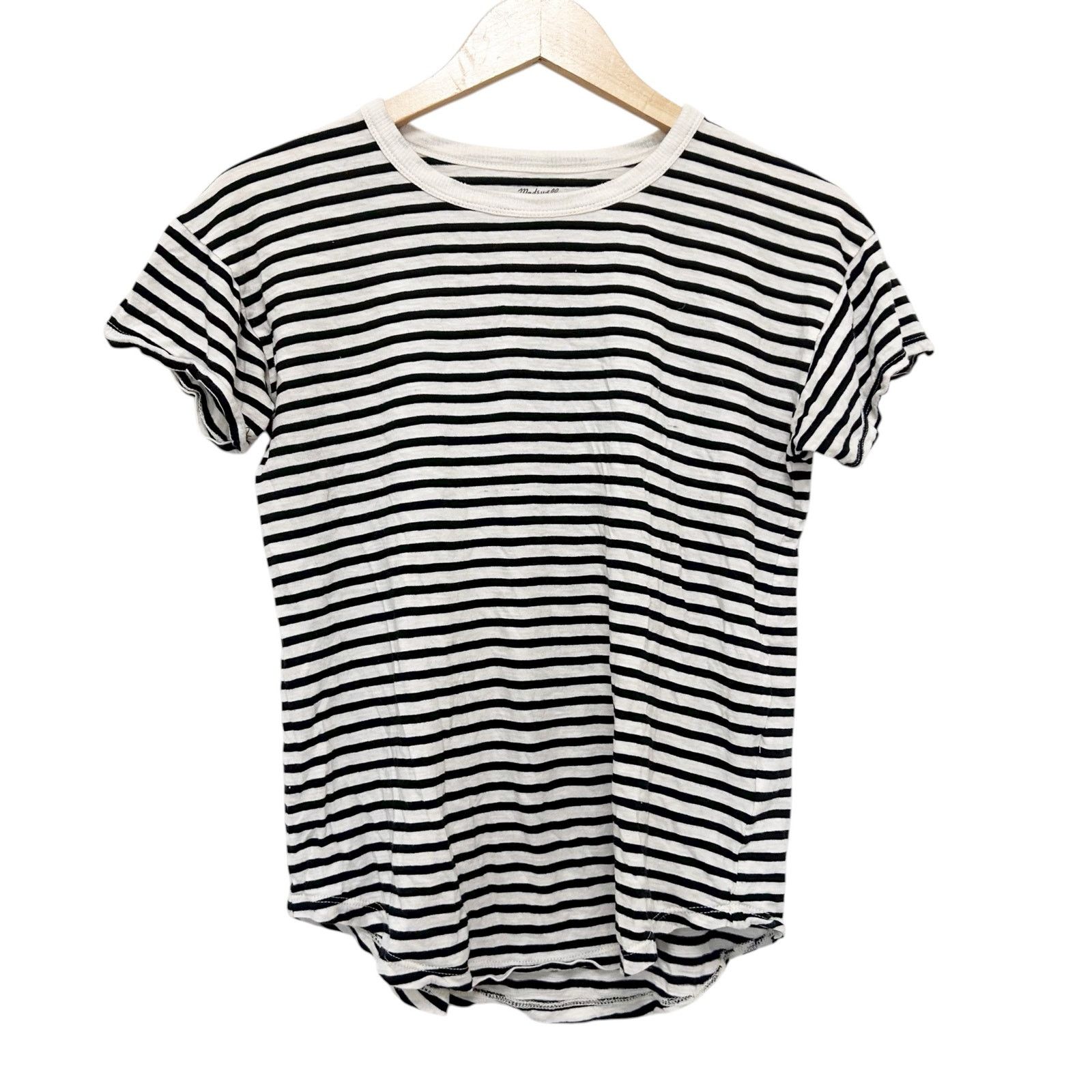 Madewell Madewell Black White Striped Short Sleeve T Shirt Sz S Size S / US 4 / IT 40 - 1 Thumbnail