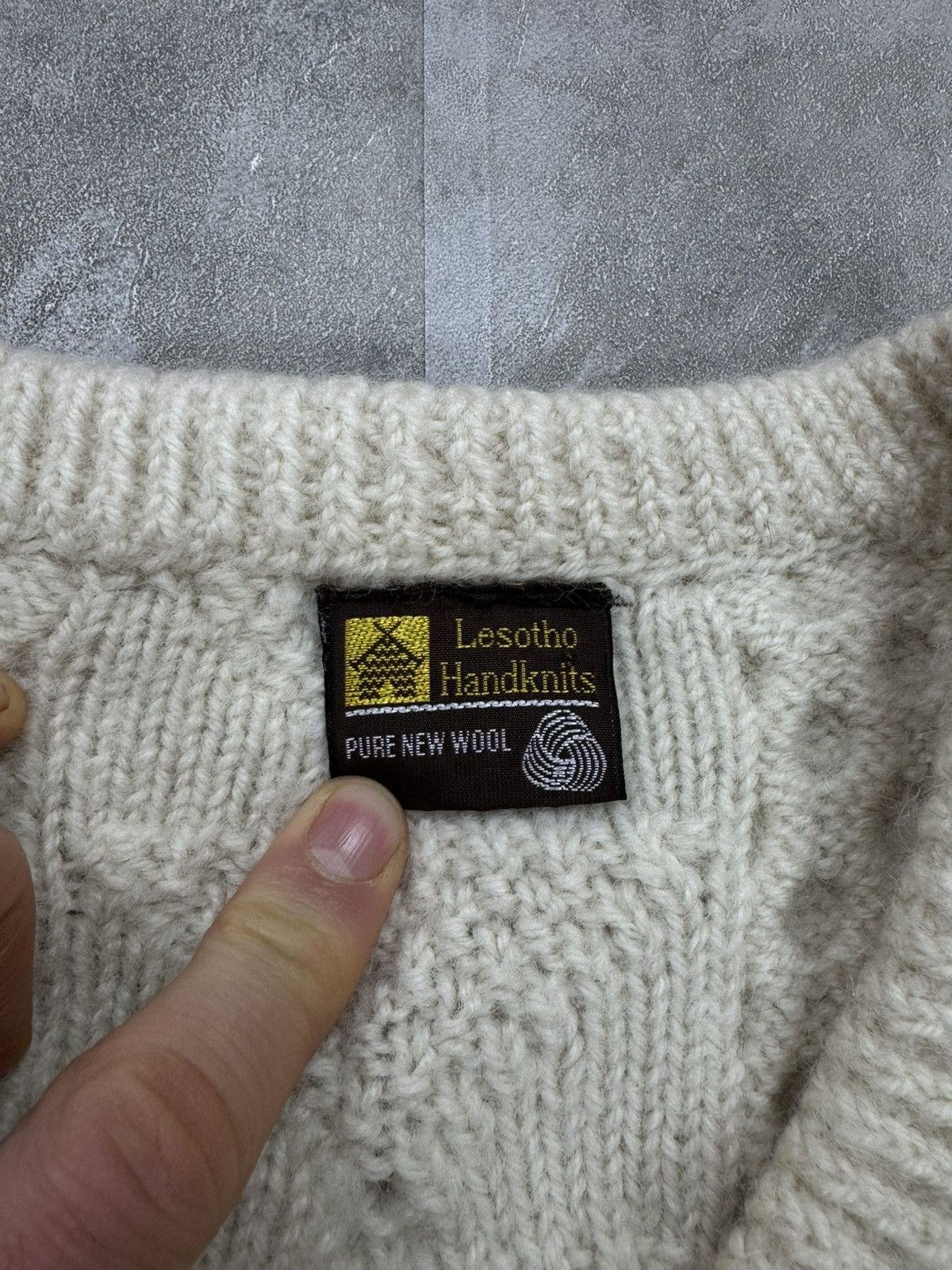 Other Lesotho Handknits Wool vintage cable knit Mens sailor Size US L / EU 52-54 / 3 - 3 Thumbnail