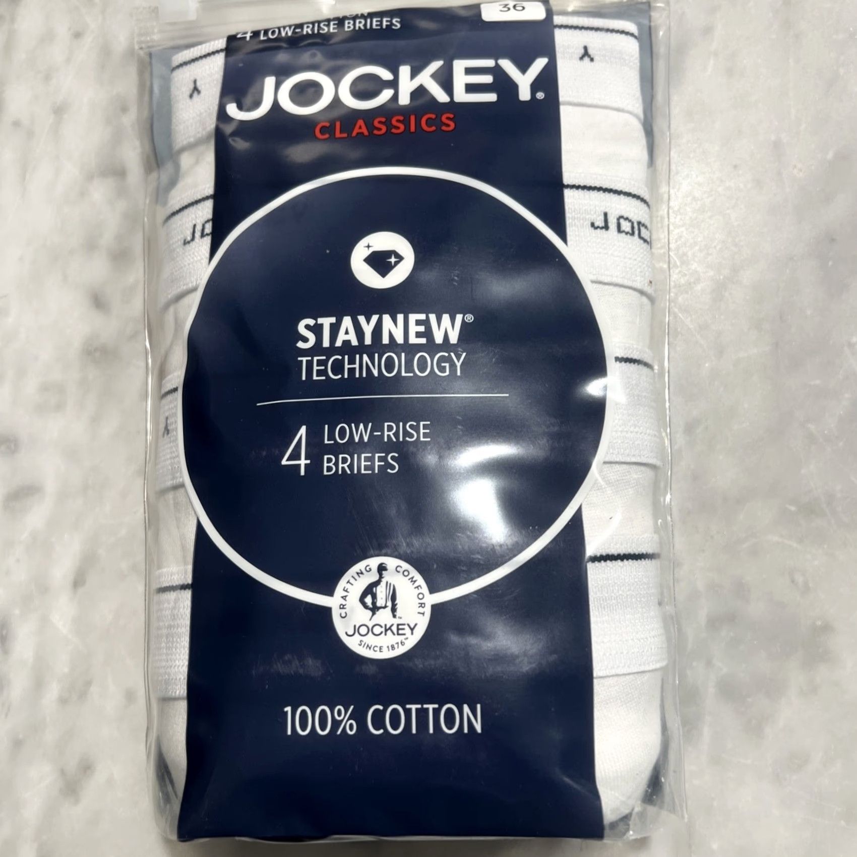 Jockey Jockey Classics Low Rise Briefs Men 36 4 Pack 100% Cotton Staynew Y Front White Solid Vintage: No? Size US 36 / EU 52 - 2 Thumbnail