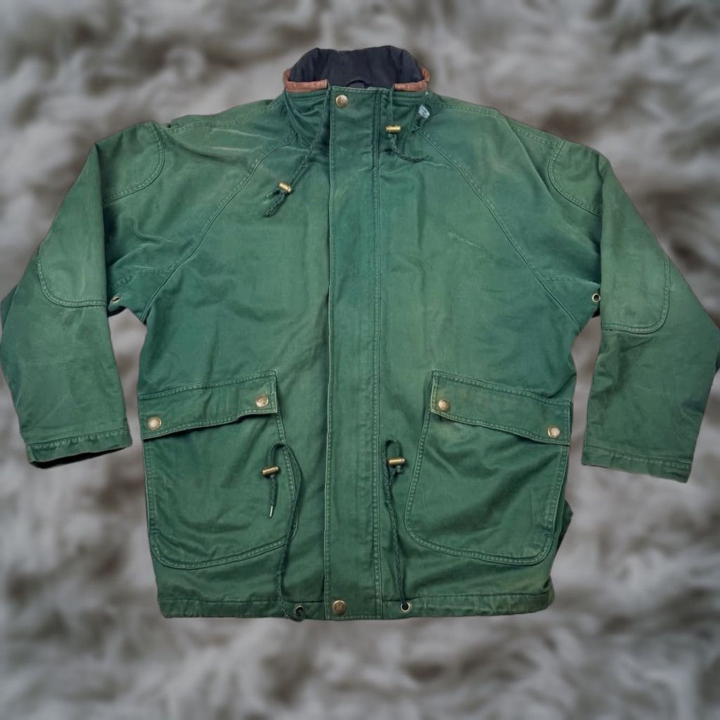 Vintage Zeidler Jacket Mens L Green Cotton Canvas Leather Collar L/S Bomber Front Pockets Size US L / EU 52-54 / 3 - 1 Thumbnail