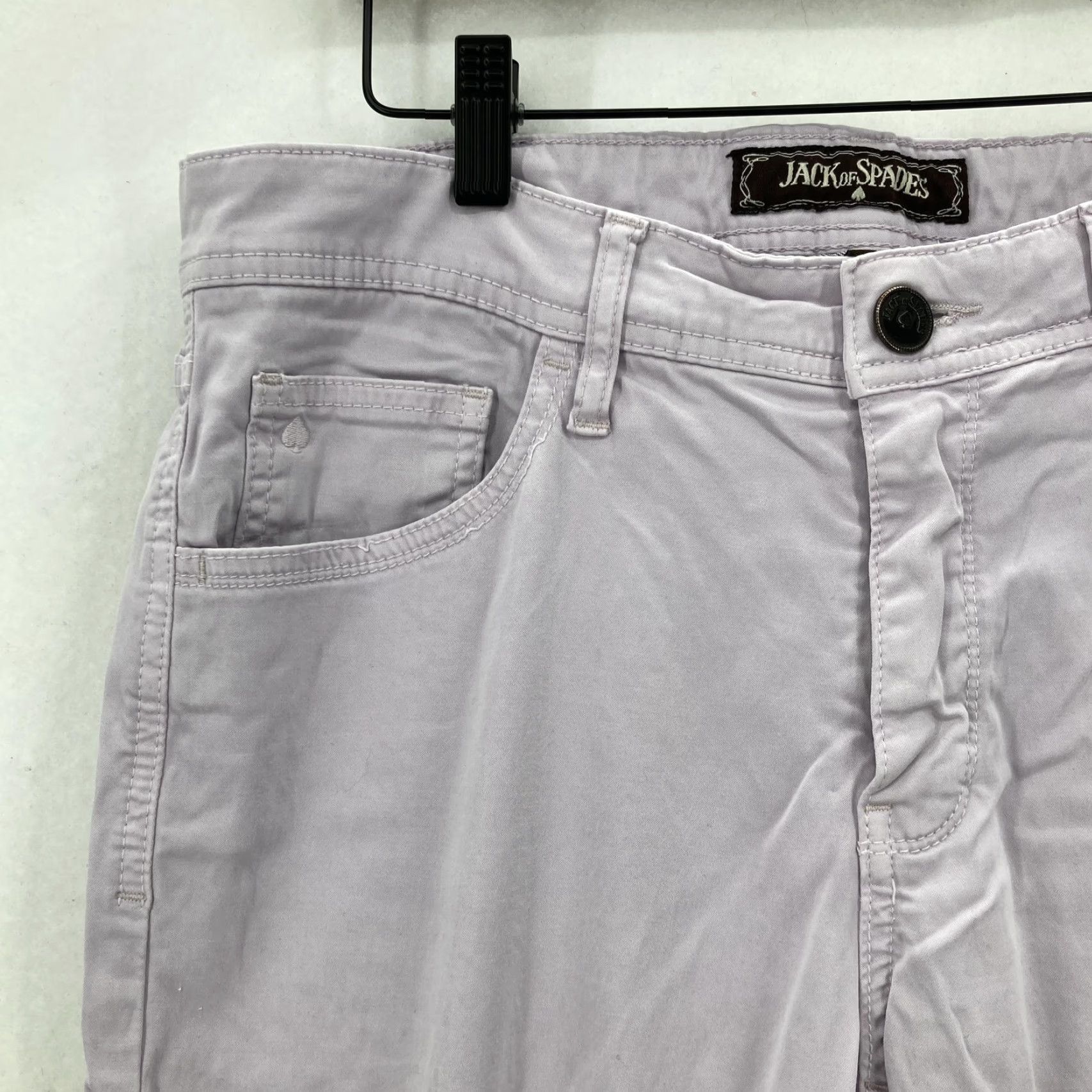 Vintage Jack of Spades Pants Mens 33x32 Lavender Straight Leg Stretch 5 Pocket Twill Size US 33 - 3 Thumbnail