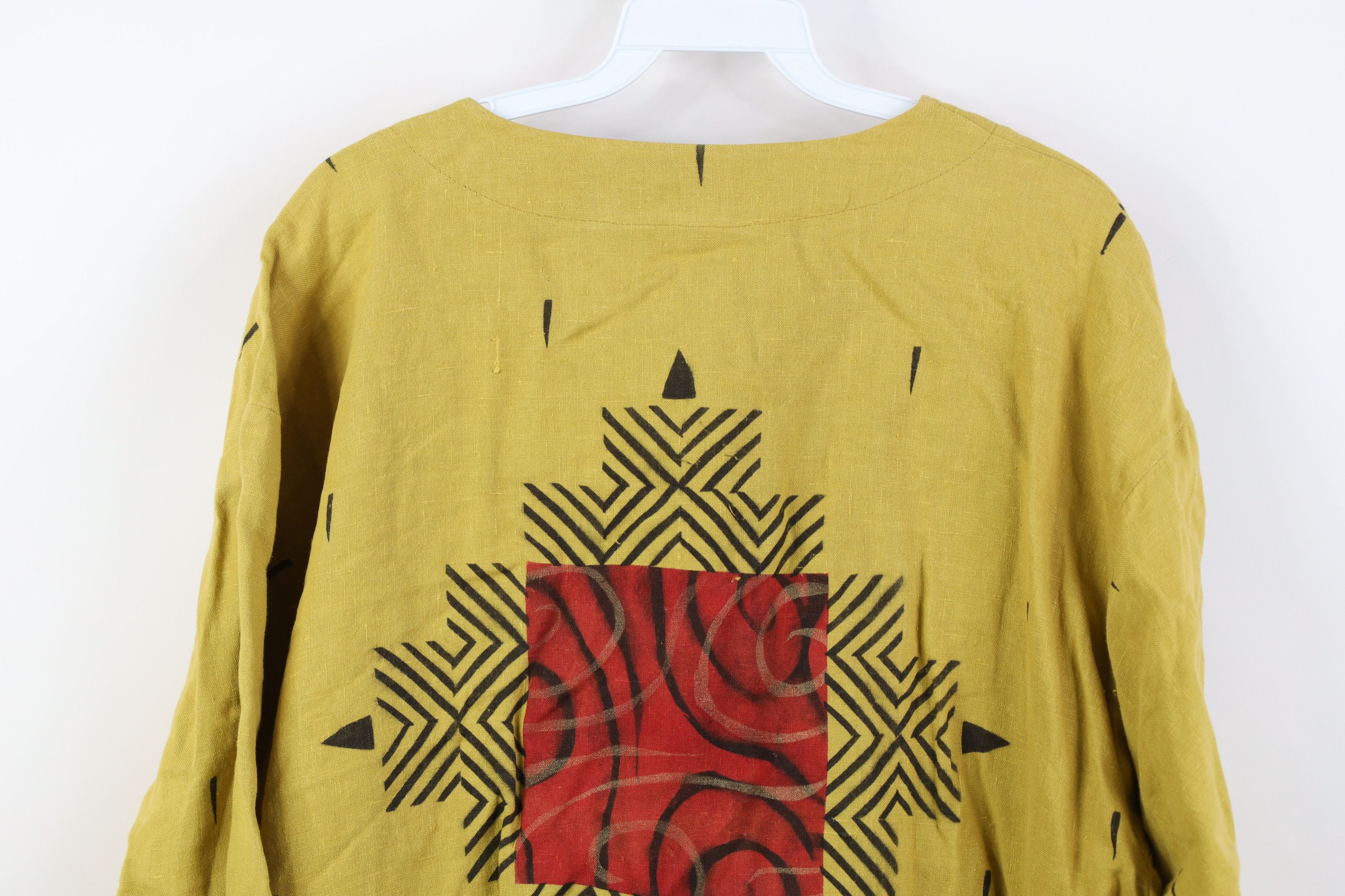 Vintage Vintage 90s Beth Nash Lagenlook Linen Abstract Art Jacket Size L / US 10 / IT 46 - 14 Thumbnail