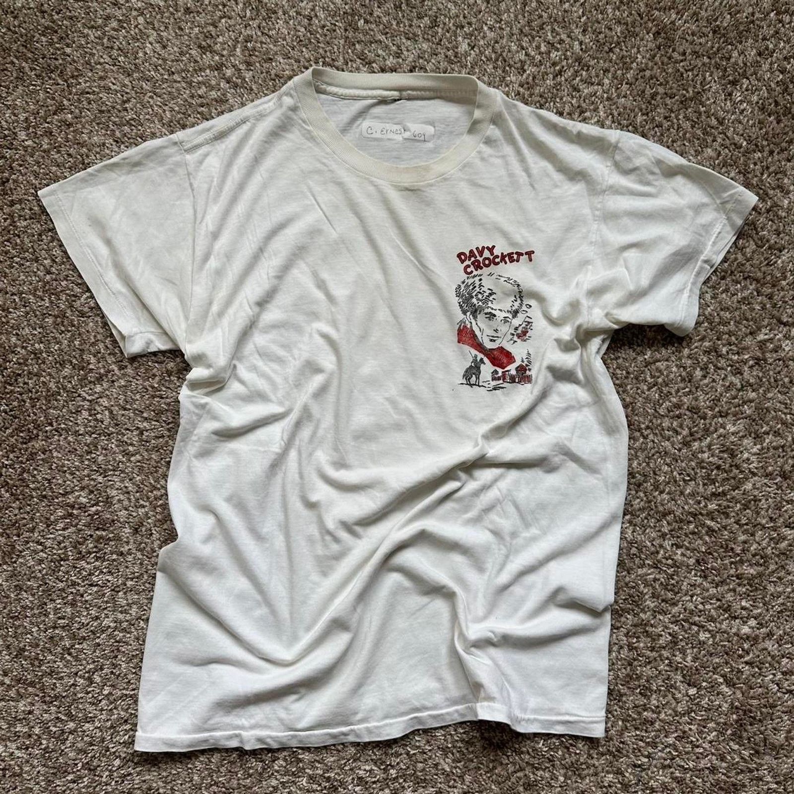 Vintage Rare Vintage 60s 70s Davey Crockett White Graphic Shirt Top Size US L / EU 52-54 / 3 - 3 Thumbnail
