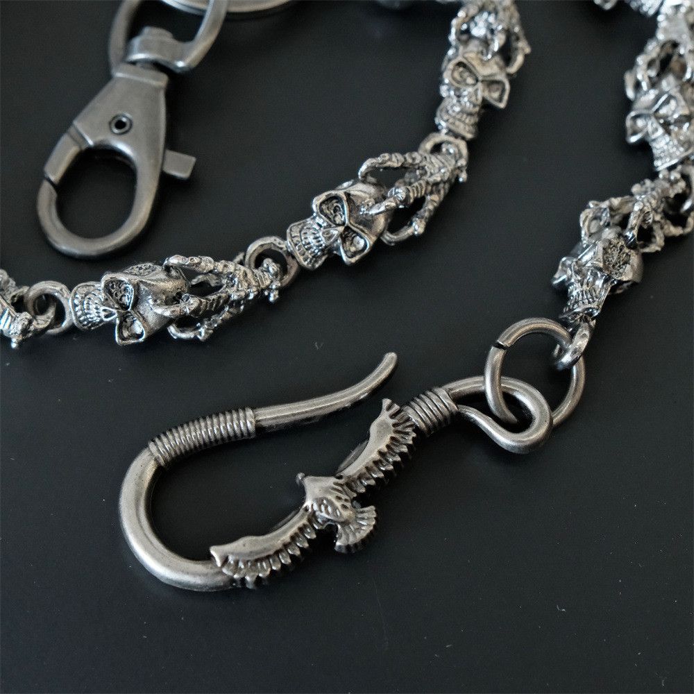 Jewelry Punk Style Pants Chain with Skull Metal Accents Size ONE SIZE - 4 Thumbnail