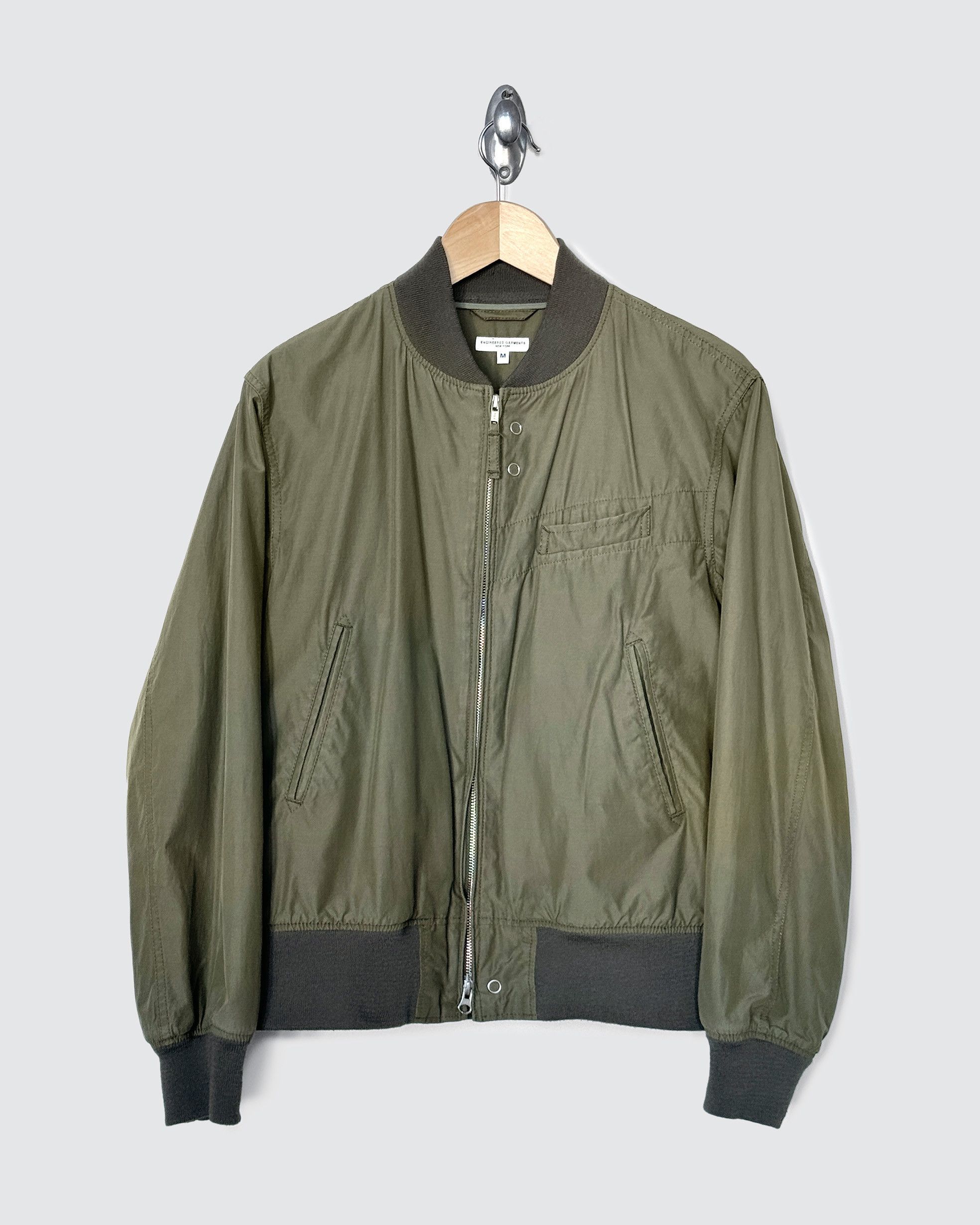 image of Engineered Garments Cotton Nylon Aviator Jacket in Olive, Men's (Size Medium)