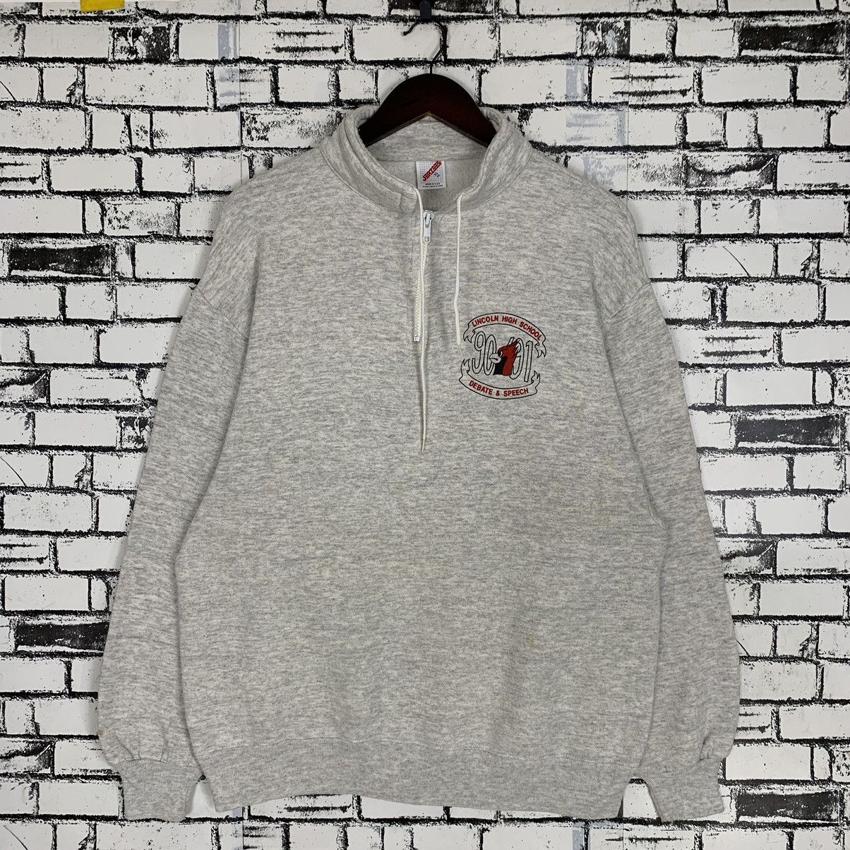 image of Collegiate x High School Legends Vintage Lincoln High School University College Hulf Zip in Silver 