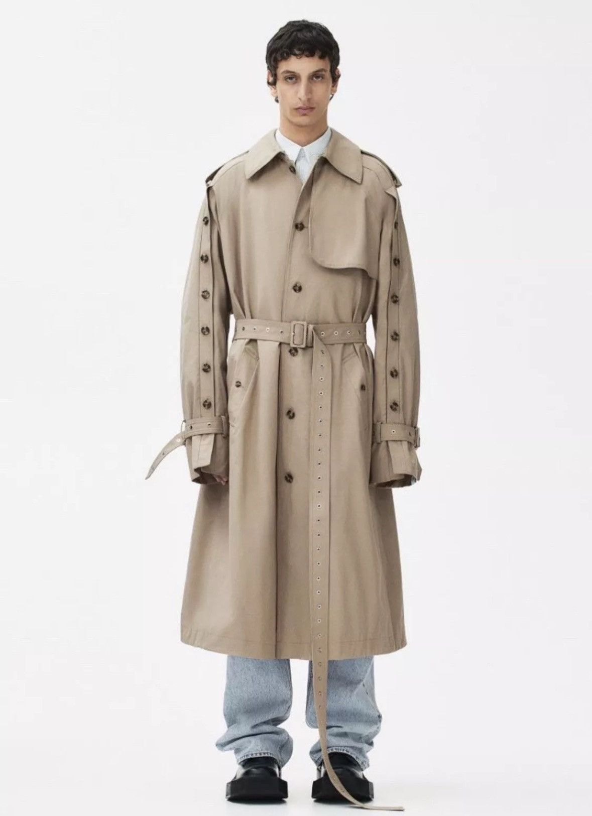 Rokh H&M HM X h m Rokh Hwang BUTTON DETAIL TWILL TRENCH COAT | Grailed