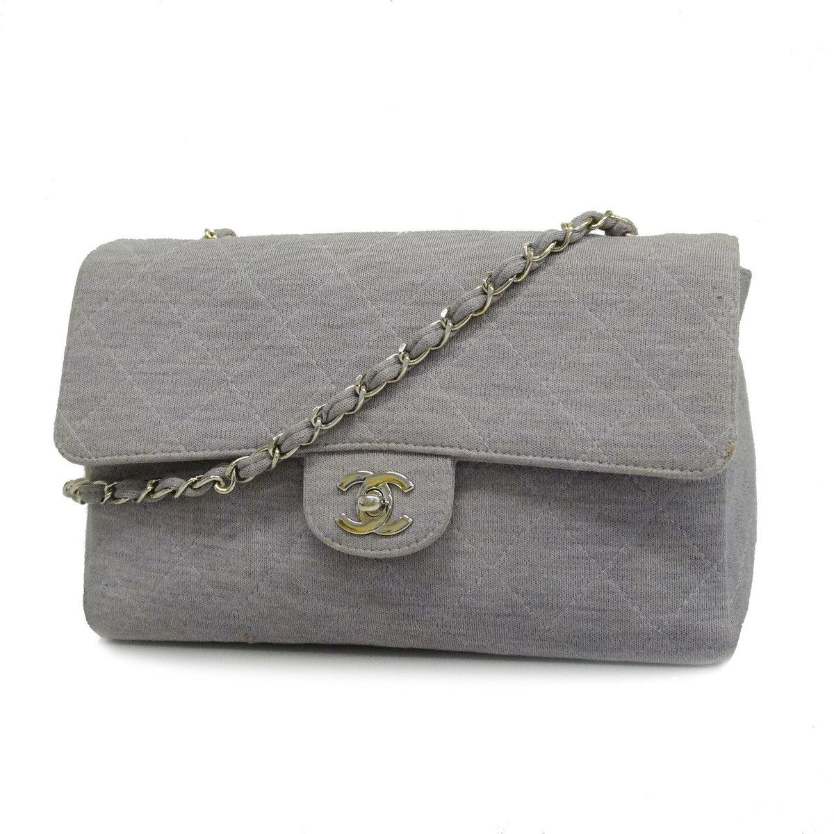 image of Chanel Shoulder Bag Matelasse Chain Cotton Purple Silver, Women's
